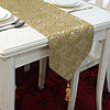 Modern Stylish High Density Gold Jacquard Floral Polyester Table Runners