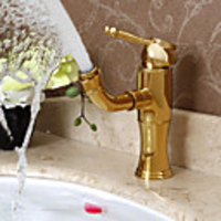Modern Ti-PVD Rotatable Hot and Cold Switch Brass Bathroom Sink Faucet