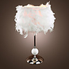 Modern White Table Light in Feather Lampshade