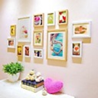 Natural White Color Mixed Photo Frame Collection Set of 13