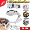 New Upgrade 5X 11X 2 In 1 Folding Handheld Illuminated Magnifying Glass Stand Table Magnifier with 8 LED Lights for Reading and Identification Jewelry Watch Repair Tool