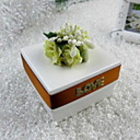 Nice Cuboid Favor Box Tin With Flowers and Ribbon (Set of 30)