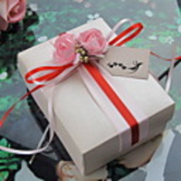 Nice Cuboid Favor Box with Flowers and Ribbon - Set of 30 (Tag Not Included)