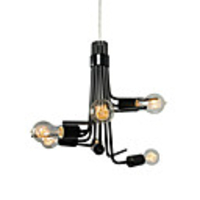 North American-Style Modern Characteristic 6 Light Pendant In Black