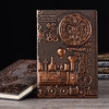 Notebook A5 European Retro Thick Leather Engraving Embossed Notebook Handmade Hardcover PU Notepad A5 Bronze Silver Diary
