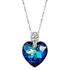 Ocean Heart Platina Slivery Pendant Necklace With Crystal(1 Pc)