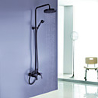 Oil-rubbed Bronze Wall Mounted Waterfall Rain Handheld Shower Faucet