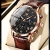 OLEVS Men Quartz Watch Sports Waterproof Moon phase Luminous Calendar Chronograph Genuine Leather Watch Lightinthebox