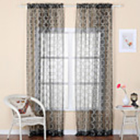 (One Pair) Modern Round Sheer Curtain With Beads