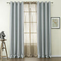 (One Panel) Abstract Flower Blackout Curtain with Sheer Set