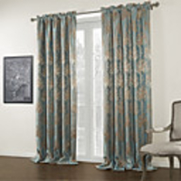 (One Panel) Blue Floral Jacquard Blackout Curtains