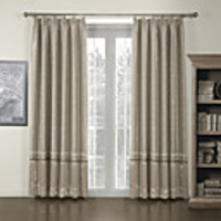 (One Panel) Classic Beige Piecing Room Darkening Curtains