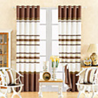 (One Panel) Classic Print Polyester Cotton Blend Multi-color Stripe Energy Saving Curtain
