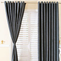 (One Panel) Grey-Blue Solid Chenille Energy Saving Curtain