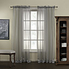 (One Panel) Modern Grey Stripe Polyester Sheer Curtain