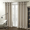(One Panel) Modern Ivory Stripe Room Darkening Curtains