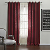 (One Panel) Modern Solid Red Energy Saving Curtain with Sheer Set