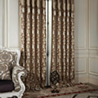 (One Panel) Neoclassical Stripe Lotus Jacquard Energy Saving Curtain