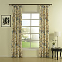 (One Panel) Print Ivory Floral Energy Saving Curtain