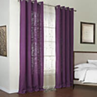(One Panel) Purple Solid Energy Saving Curtain with Sheer Set