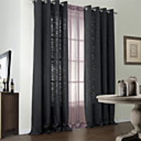 (One Panel) Quiet and Peaceful Black Energy Saving Curtain with Sheer Set