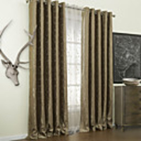 (One Panel) Rococo Green Circles Energy Saving Curtain with Sheer Set