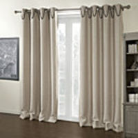 (One Panel) Solid Beige Room Darkening Curtains