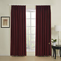 (One Panel) Solid Burgundy Linen Lined Curtain