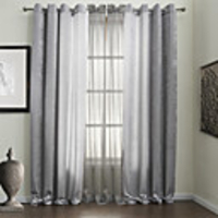 (One Panel) Solid Silver Energy Saving Curtain with Sheer Set