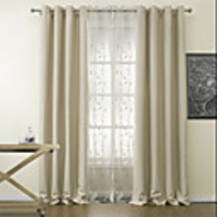 (One Panel) Solid Spotless Blackout Curtain with Sheer Set