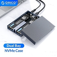 ORICO Dual Bay Aluminum M.2 NVME SSD Enclosure USB C 3.1 Gen2 10Gbps For M Key M/B Key NVME PCIe SSD With 5V4A Power Adapter Lightinthebox