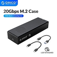 ORICO LSDT 20Gbps M.2 NVME SSD Case USB3.2 with Built-in Cooling Fan Type-C M2 NVME SSD Enclosure For M.2 NVME 2230 2242 2260 2280 SSD Lightinthebox