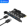 ORICO USB 3.0 PCI-E Expansion Card 5 Ports Hub Adapter External Controller Express Card with 4-pin Power Connector Cord Lightinthebox