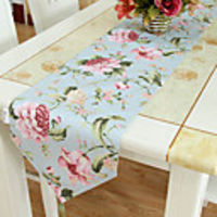 Peony Pattern Printing Cotton Table Runner