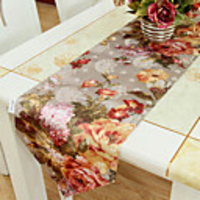 Peony Pattern Printing Polyester Table Runner