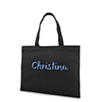 Personalized Canvas Horizontal Flat Tote Bag with Embroidered Hand Written Name (More Colors)