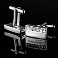 Personalized Classic Silver Cufflinks With Rhinestone