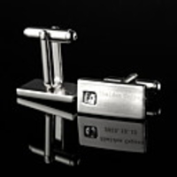 Personalized Oblong Silver Cufflinks With Rhinestone