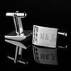 Personalized Oblong Siver Cufflinks With Rhinestone