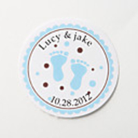 Personalized Round Favor Stickers – Footprint (Set of 36)