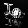 Personalized Round Silver Cufflinks With Rhinestone