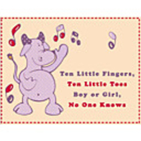 Personalized Singing Cow Double Side Baby Shower Cards - Set of 12