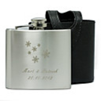 Personalized Snow Design 5-oz Flask with Leather Holder