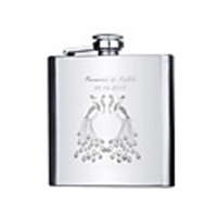 Personalized Stainless Steel 6-oz Flask - Peacock