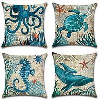 Pillow Cover 1PC Soft Square Throw Pillow Cover Cushion Case Pillowcase for Sofa Bedroom Superior Quality Mashine Washable Pack of 1 Faux Linen Cushion for Sofa Couch Bed Chair Dark Blue Lightinthebox
