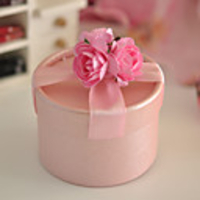 Pink Favor Box With Double Roses (Set of 12)