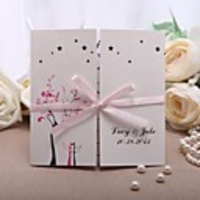 Pink Ribbon Wedding Invitation - Set Of 50
