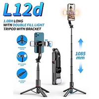 Portable 43 Inch Aluminum Alloy Selfie Stick Phone Tripod with Double Fill Light Wireless Remote Shutter Compatible with iPhone 14 13 12 11 pro Xs Max Xr X 8 7 6 Plus,  Android Samsung Smartphone Lightinthebox