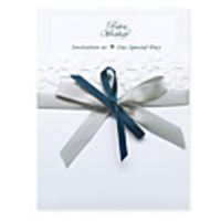 Pretty White Wedding Invitation With Ribbon Bowknot (Set of 30)