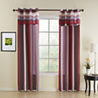 Print Red Stripe Energy Saving Curtain Panel